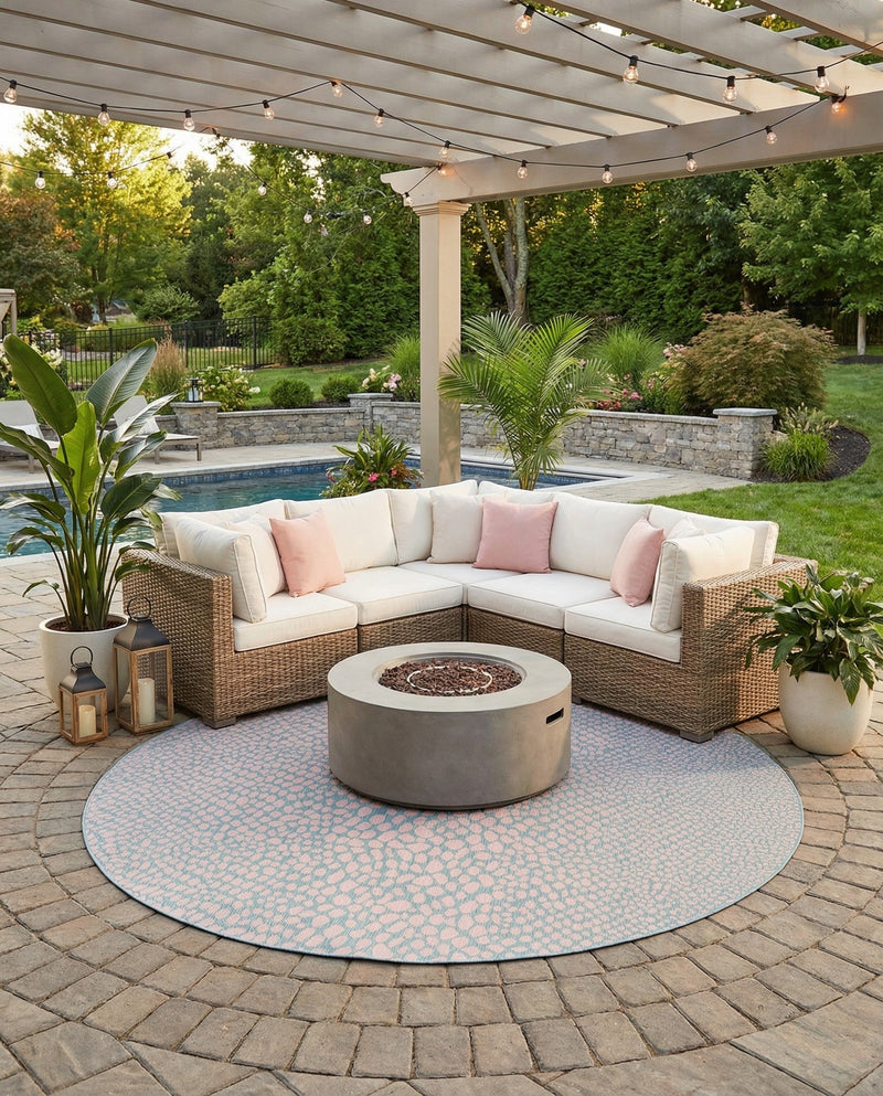 Urban Oasis Rugs Collection Area Rug -  Terrace (Pink and Aqua) Round Pink and Aqua  lifestyle 28