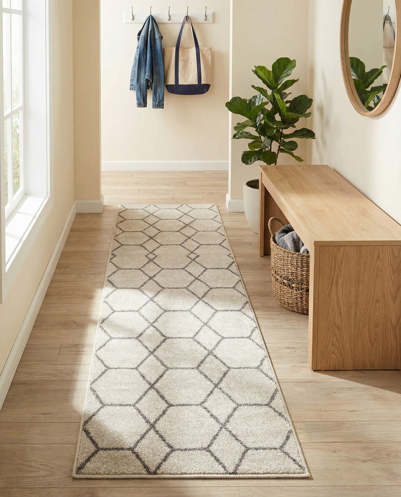 Trellis Mosaic Collection Area Rug - Arborville (Ivory) Runner Ivory  lifestyle 53