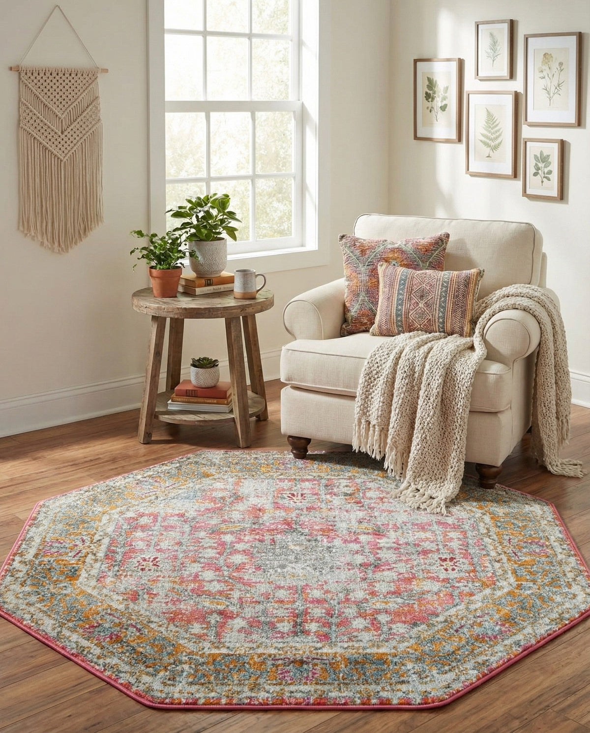 Arcadia Rugs Collection Area Rug -  Olympus Octagon Pink  lifestyle 176