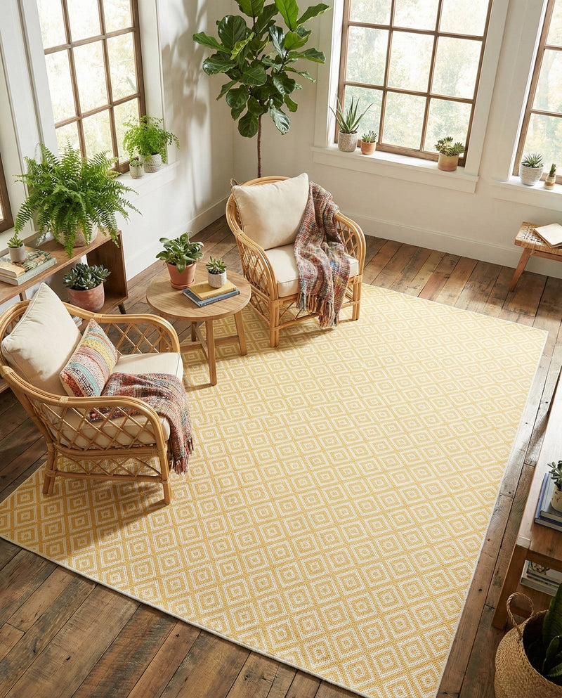 Urban Oasis Rugs Collection Area Rug -  Rooftop (Yellow Ivory) Rectangle Yellow Ivory  lifestyle 13