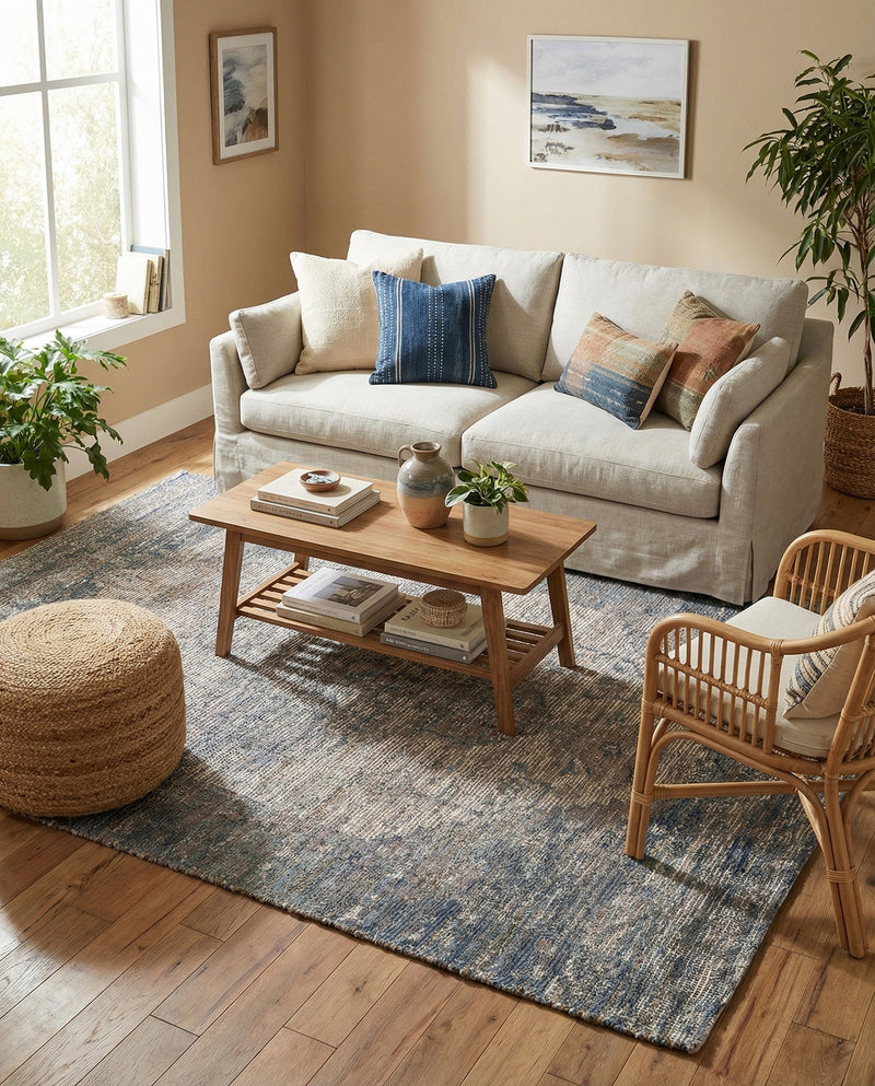 Savannah Threads Collection Area Rug - Sahara Rectangle Blue  lifestyle 18
