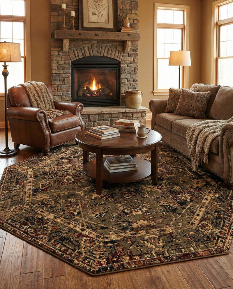 Neptune Elegance Collection Area Rug -  Galatea (Green) Octagon Green  lifestyle 66