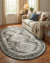 Savannah Elegance Collection Area Rug -  Tybee (Gray) Oval Gray  lifestyle 33