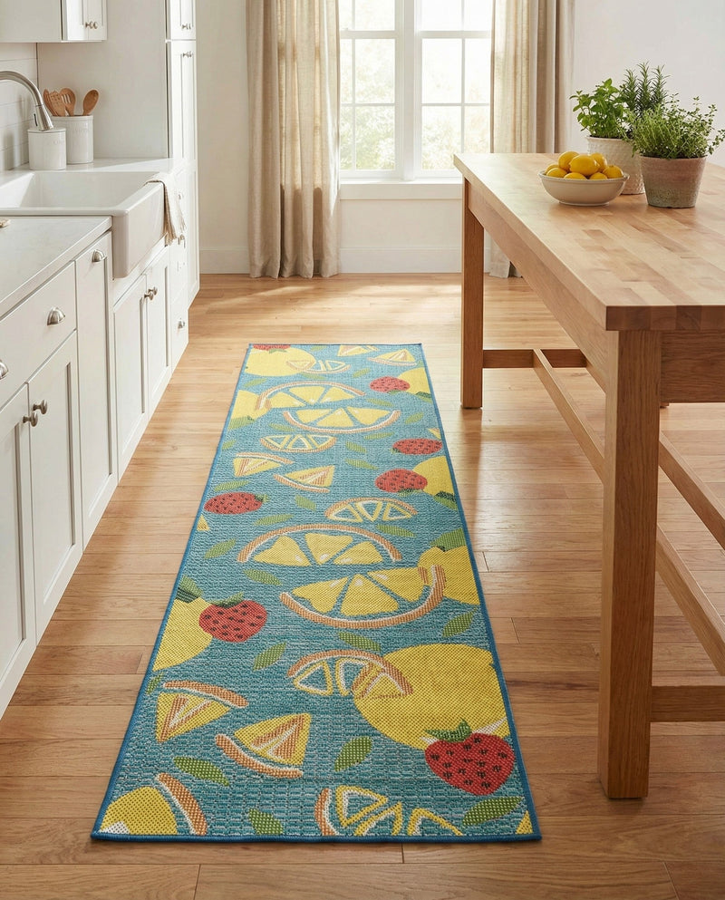 Coastal Terrace Collection Area Rug -  Cove Runner Blue  lifestyle 47