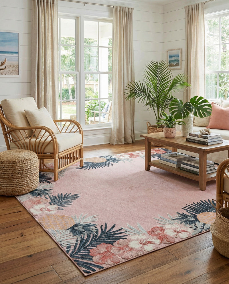Seaside Blooms Collection Area Rug - Haven Rectangle Pink  lifestyle 54