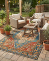 Patio Heritage Collection Area Rug -  Grove Rectangle Navy Blue and Rust Red  lifestyle 12