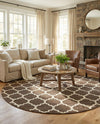 Lattice Gardens Collection Area Rug -  Bloomfield (Brown) Round Brown  lifestyle 36