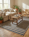 Woven Seaside Jute Collection Area Rug - Nantucket Rectangle Navy Ivory  lifestyle 26