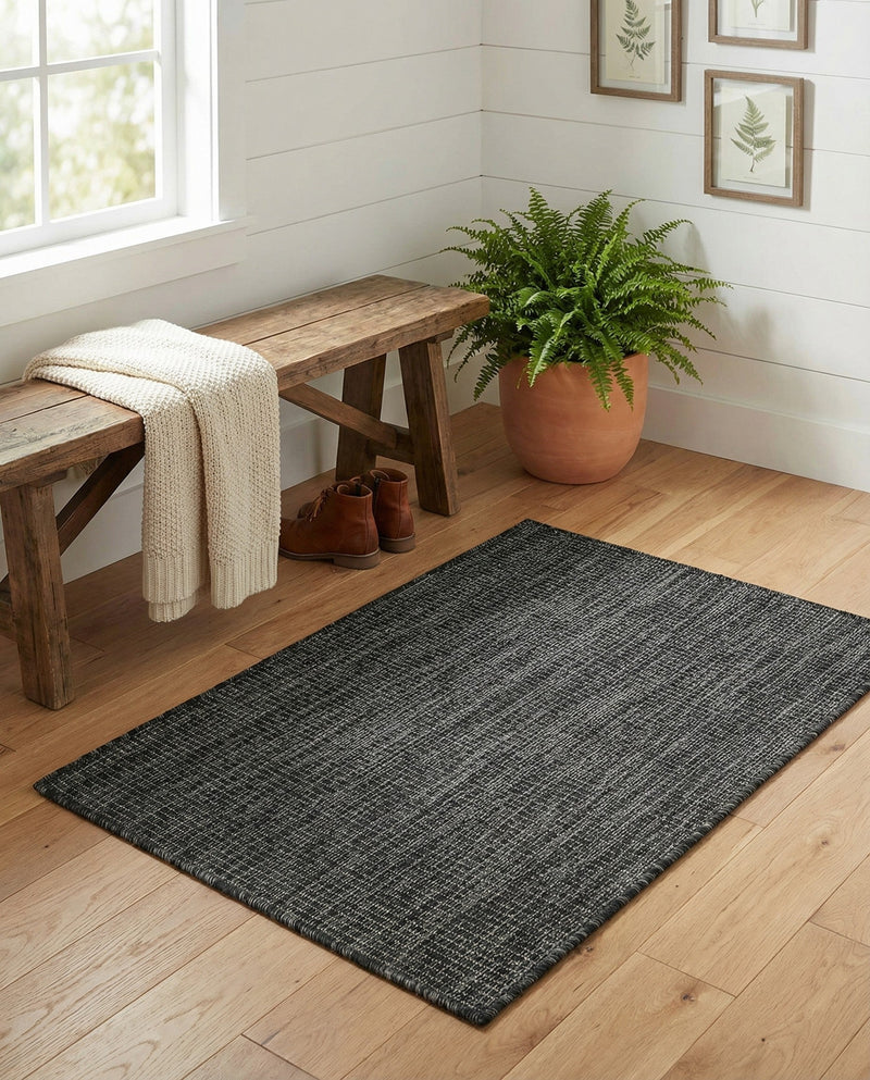 Seaside Serenity Collection Area Rug - Veranda (Black) Rectangle Black  lifestyle 35