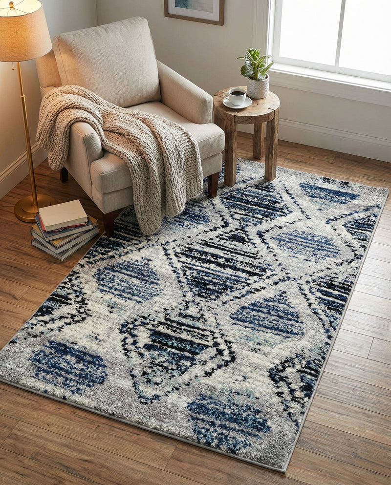 Marrakech Mosaic Collection Area Rug -  Atlas Rectangle Blue Gray  lifestyle 18