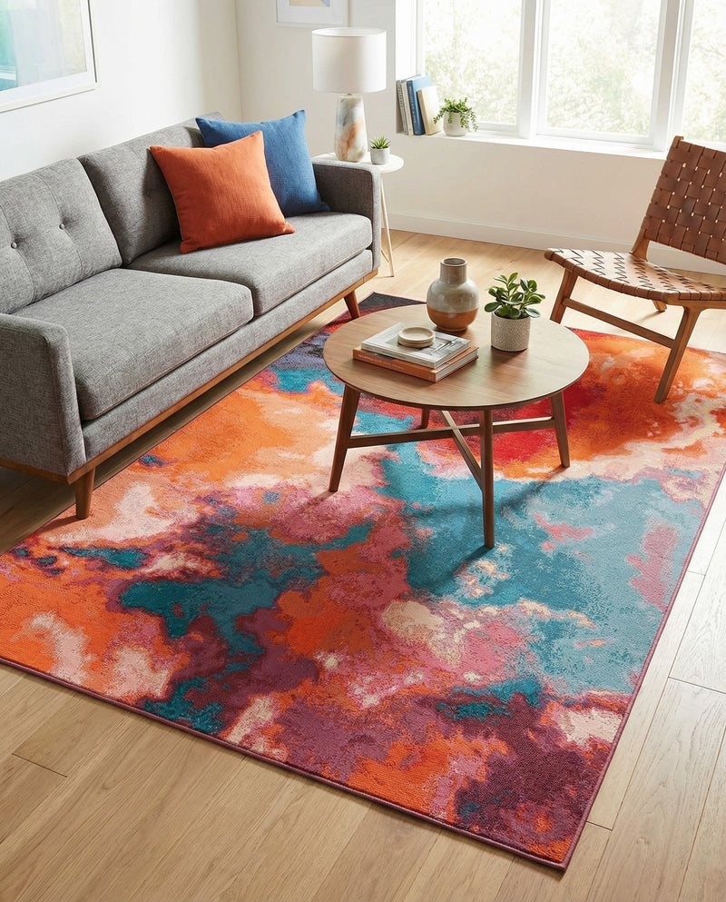 Urban Terrace Collection Area Rug -  Patio Rectangle Gray and Pink  lifestyle 10