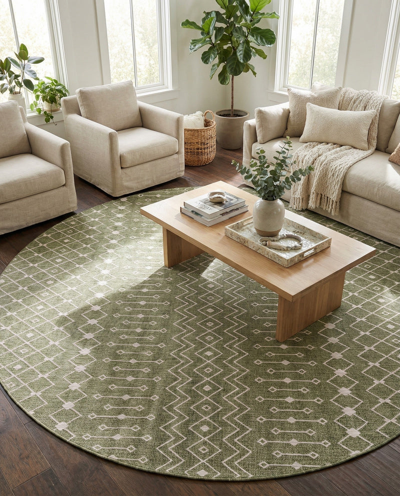 Savannah Pergola Collection Area Rug -  Pergola (Green) Round Green  lifestyle 52