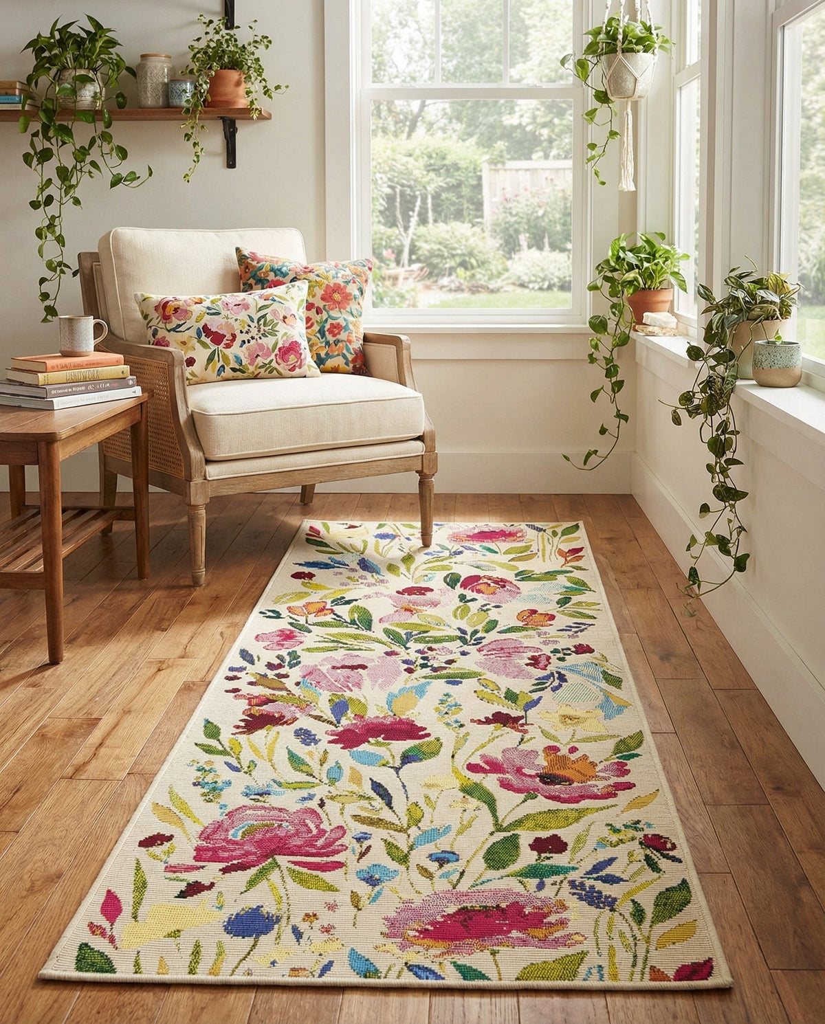 Seaside Blooms Collection Area Rug -  Meadow Runner Multi  lifestyle 104