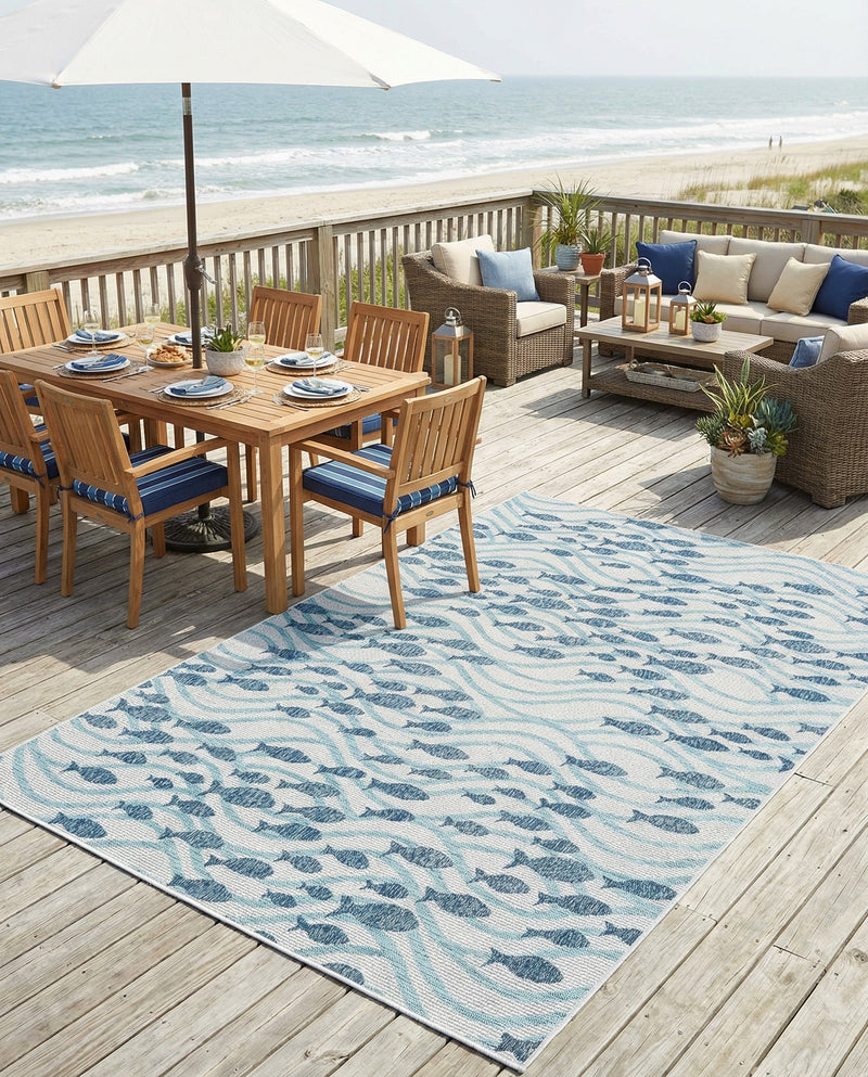 Seaside Haven Rugs Collection Area Rug -  Harbor Rectangle Blue  lifestyle 35