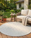 Garden Lattice Charm Collection Area Rug - Arbor (Grey) Round Grey  lifestyle 51
