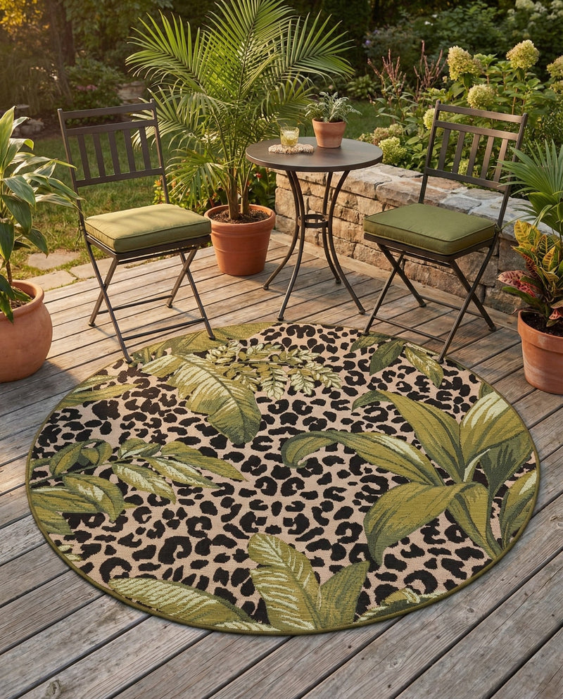 Seaside Blooms Collection Area Rug -  Lotus Round Green  lifestyle 43