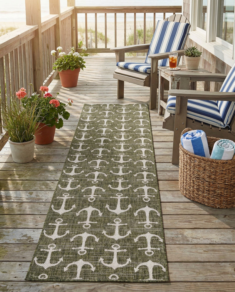 Seaside Haven Rugs Collection Area Rug - Sapphire (Green) Runner Green  lifestyle 74