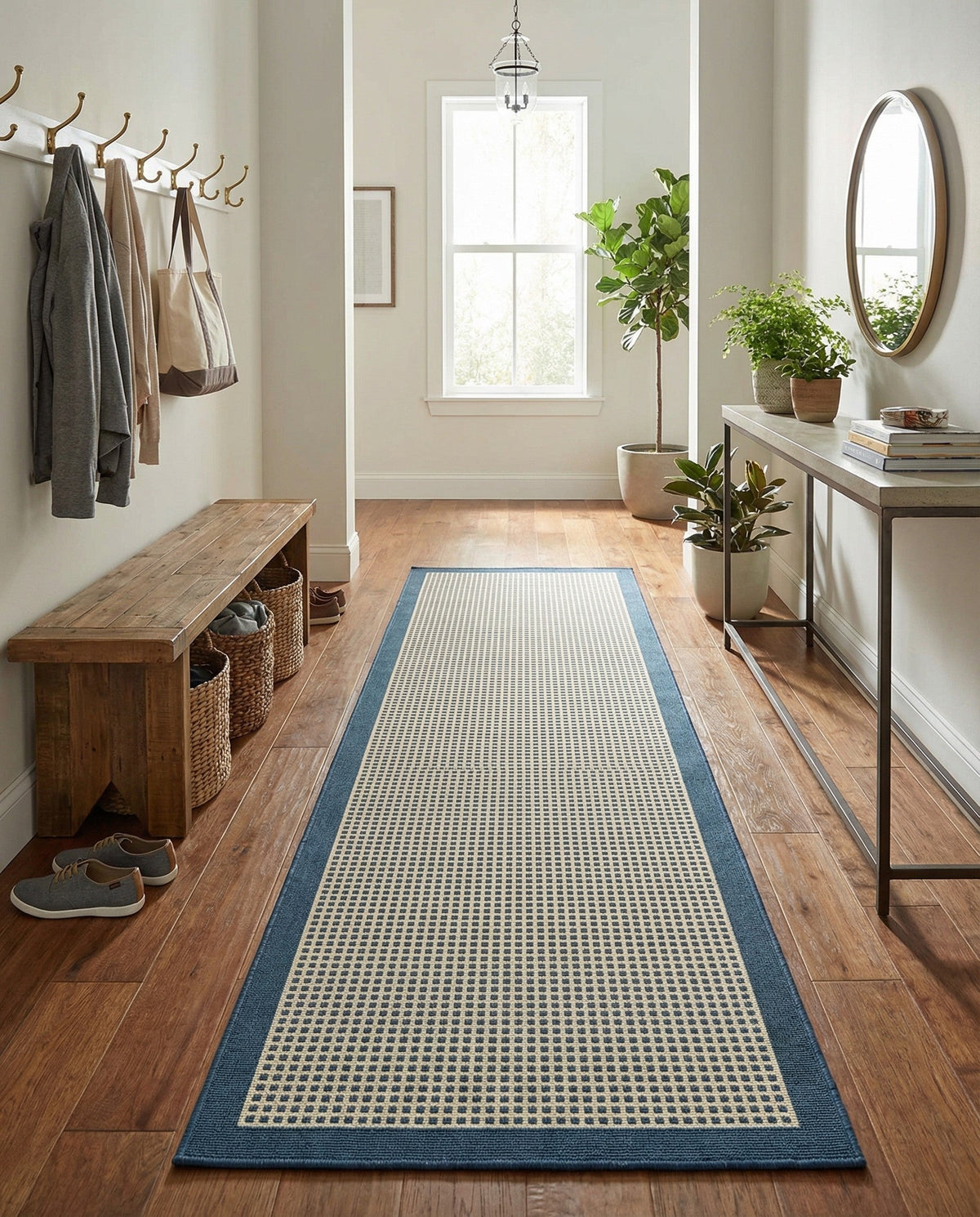 Terrace Fringe Collection Area Rug - Oceanside Runner Navy Blue  lifestyle 187