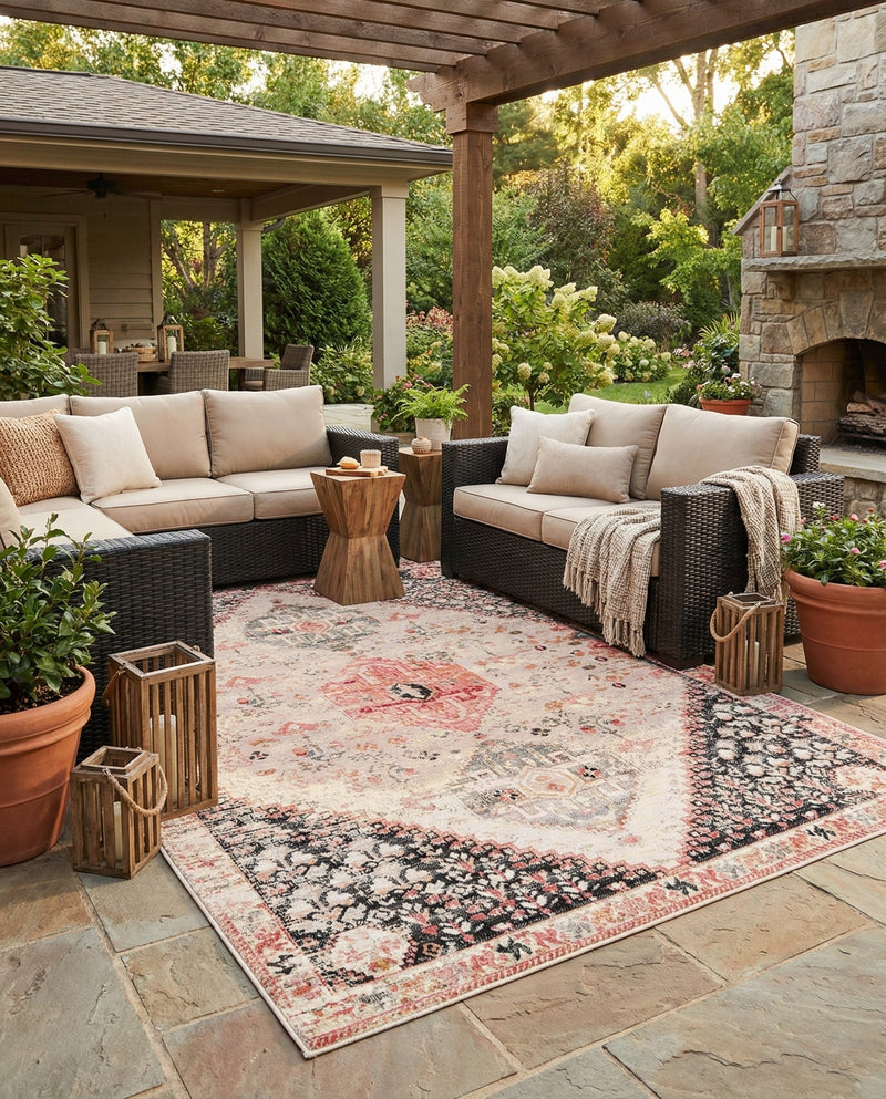 Patio Heritage Collection Area Rug -  Meadow Rectangle Multi  lifestyle 7