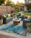 Urban Terrace Collection Area Rug -  Lanai Rectangle Gradient Blue  lifestyle 29