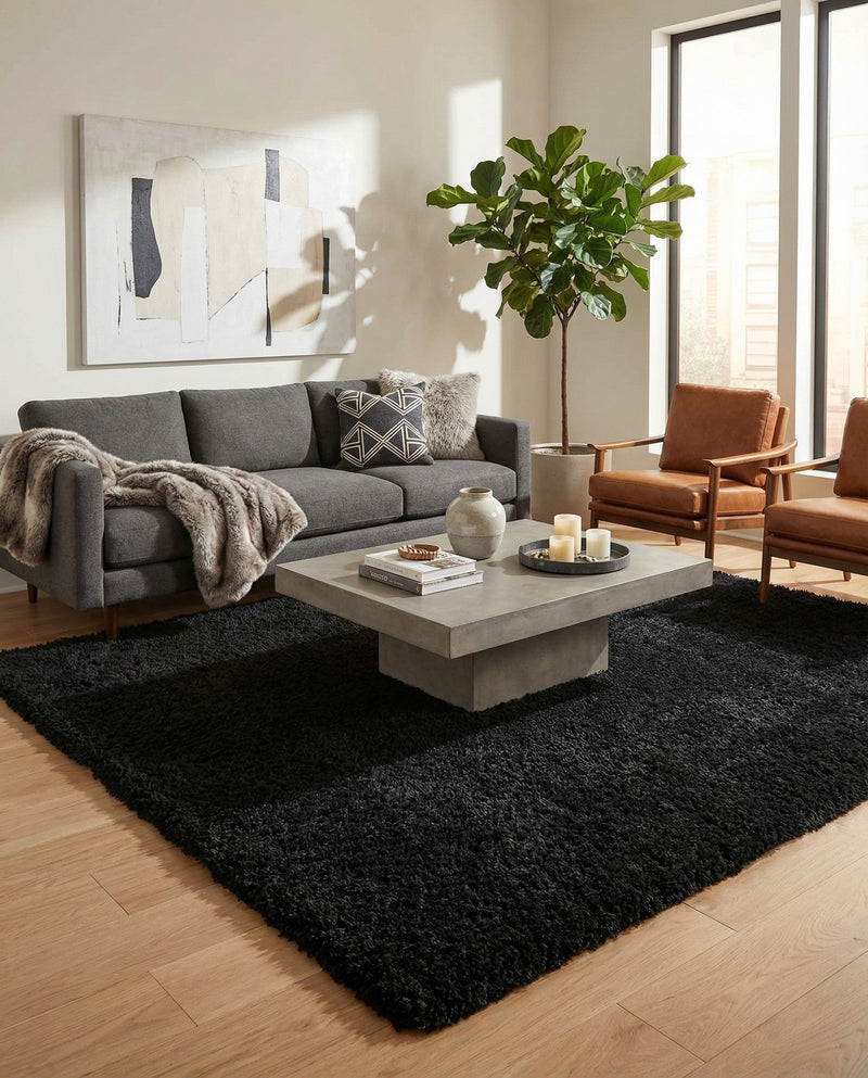 Eternal Plush Oasis Collection Area Rug -  Tranquility (Onyx Black) Rectangle Onyx Black  lifestyle 7