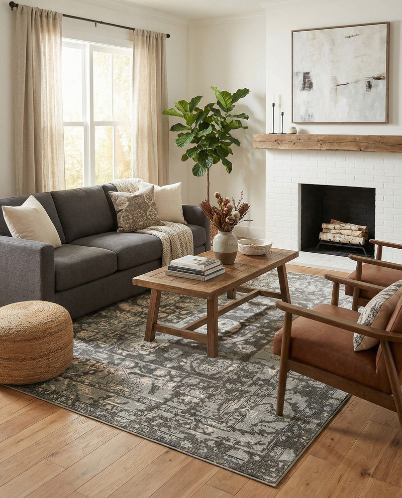 Horizon Collection Area Rug -  Zenith Rectangle Gray  lifestyle 38