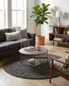 Cozy Comfort Shag Collection Area Rug - Haven (Smoke Gray) Round Smoke Gray  lifestyle 29