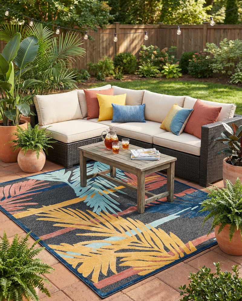 Caribbean Terrace Collection Area Rug - Antigua Rectangle Charcoal  lifestyle 15