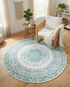 Patio Heritage Collection Area Rug -  Lafayette (Aqua) Round Aqua  lifestyle 69