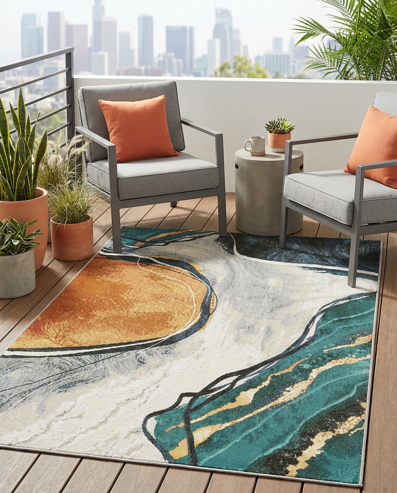 Urban Terrace Collection Area Rug -  Pavilion Rectangle Multi  lifestyle 6