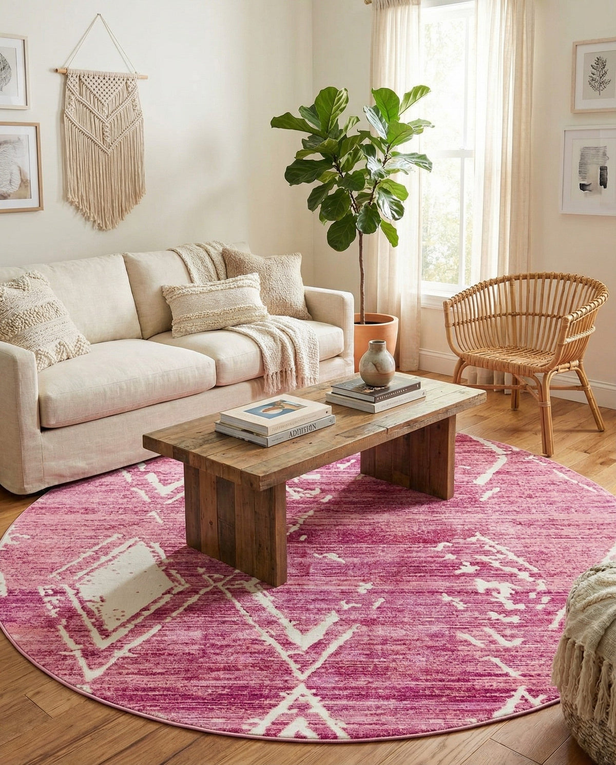 Metro Heights Collection Area Rug -  Madison Round Pink  lifestyle 159