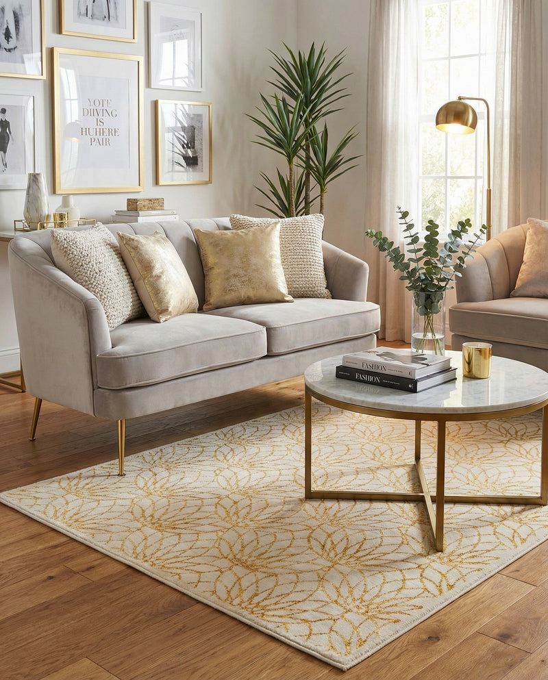 Hollywood Luxe Collection Area Rug -  Rodeo Rectangle White Gold  lifestyle 33