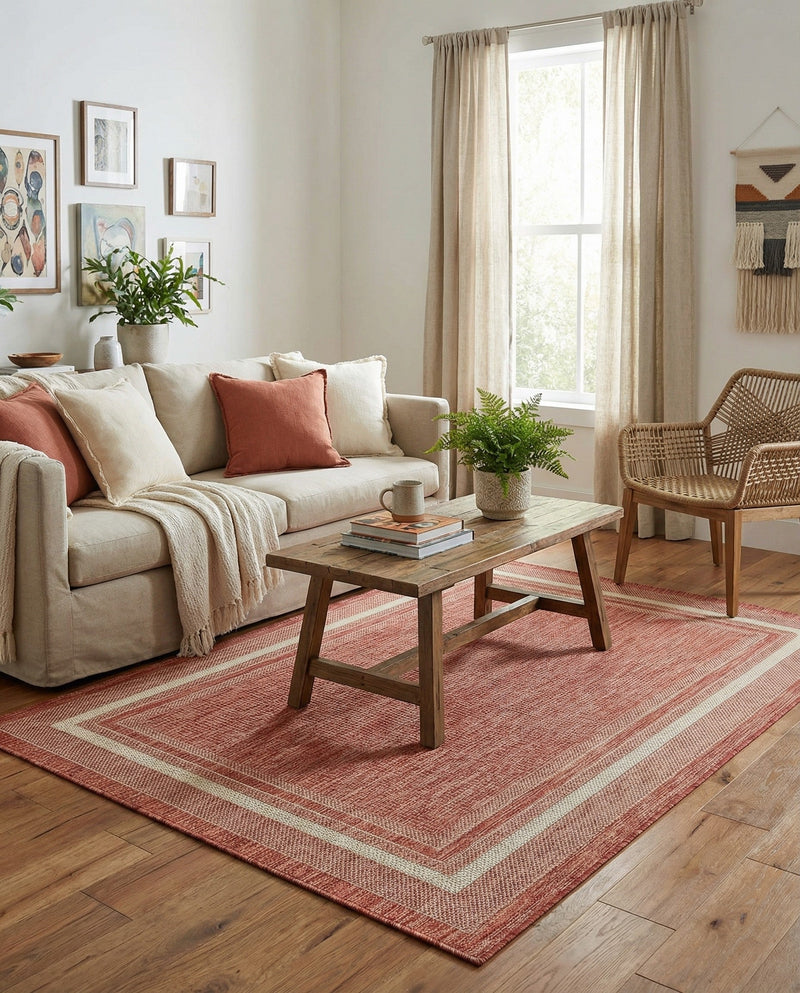 Terrace Fringe Collection Area Rug - Veranda (Rust Red) Rectangle Rust Red  lifestyle 5
