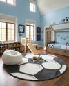 Wonder Tykes Collection Area Rug -  Mirth Round Black and White  lifestyle 26