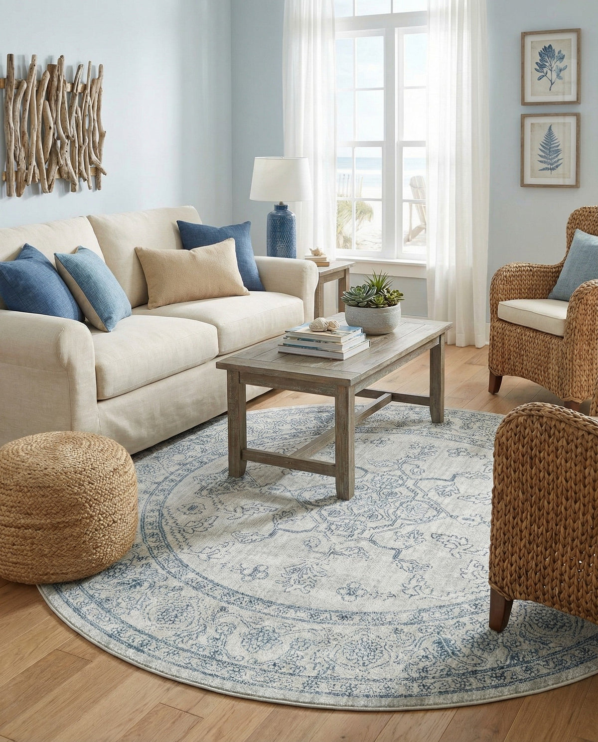 Coastal Haven Collection Area Rug -  Marina Round Gray  lifestyle 179