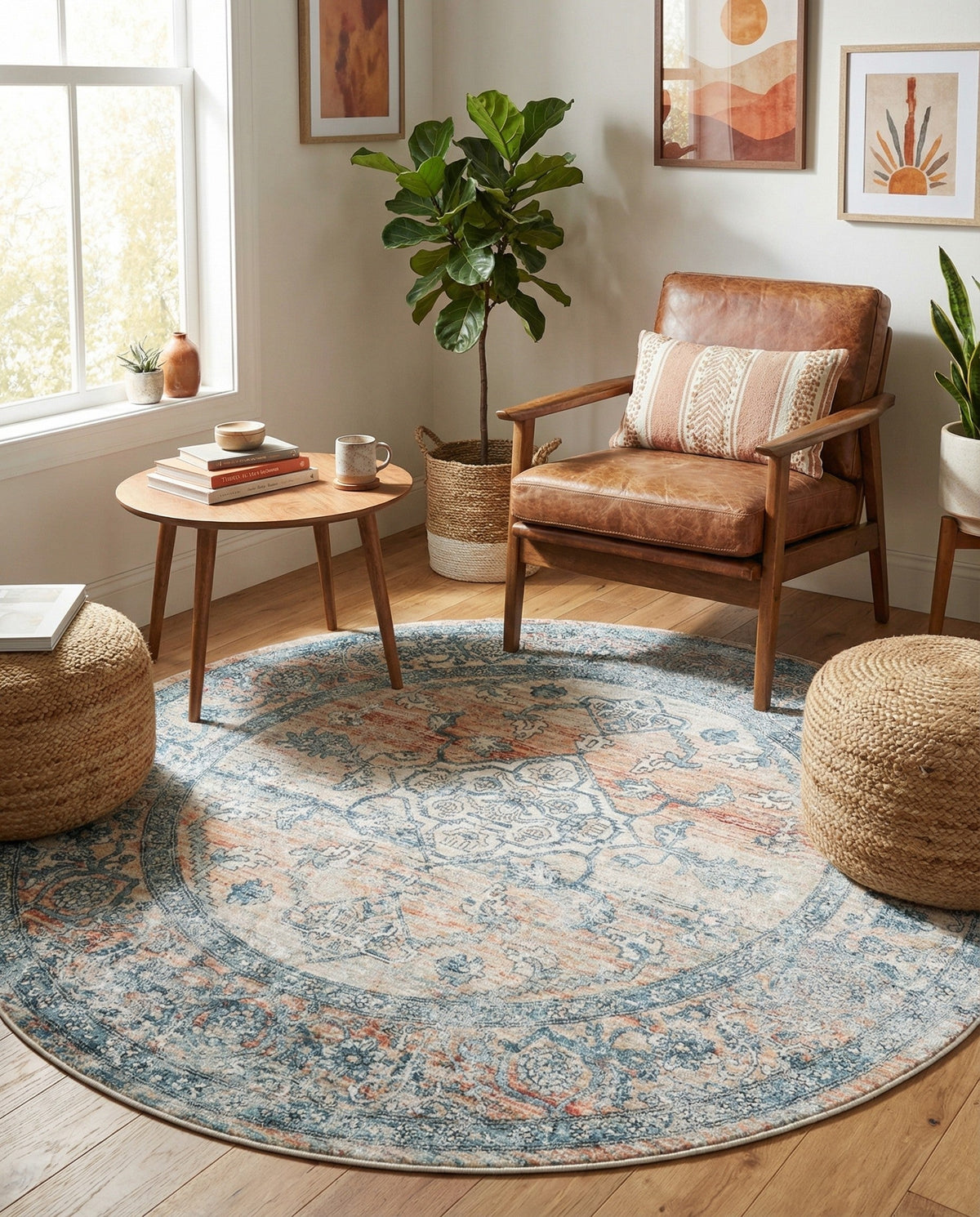 Coastal Haven Collection Area Rug -  Marina Round Multi  lifestyle 199