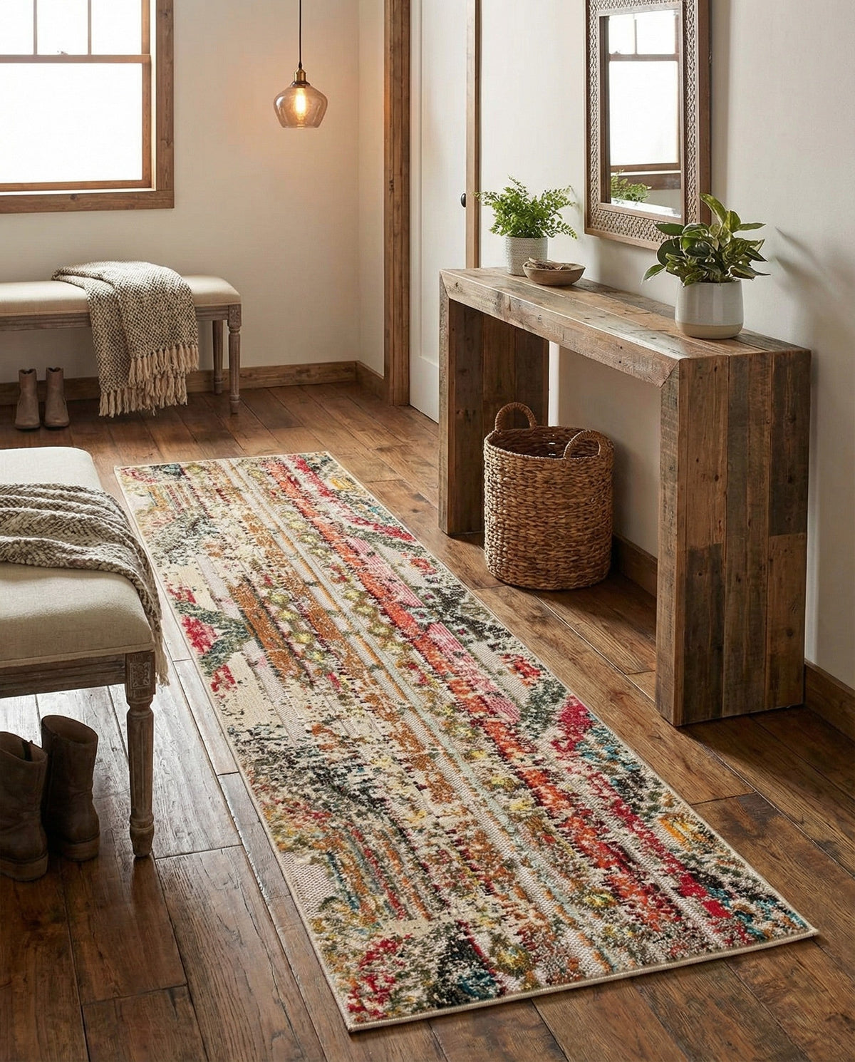 Outdoor Marrakesh Collection Area Rug -  Agadir Runner Multi Beige  lifestyle 144