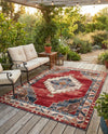 Patio Heritage Collection Area Rug -  Alcove Rectangle Red and Navy Blue  lifestyle 5