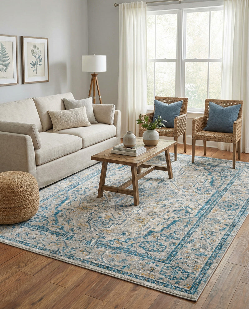 Seville Stripes Collection Area Rug - Cadiz (Light Gray) Rectangle Light Gray  lifestyle 14
