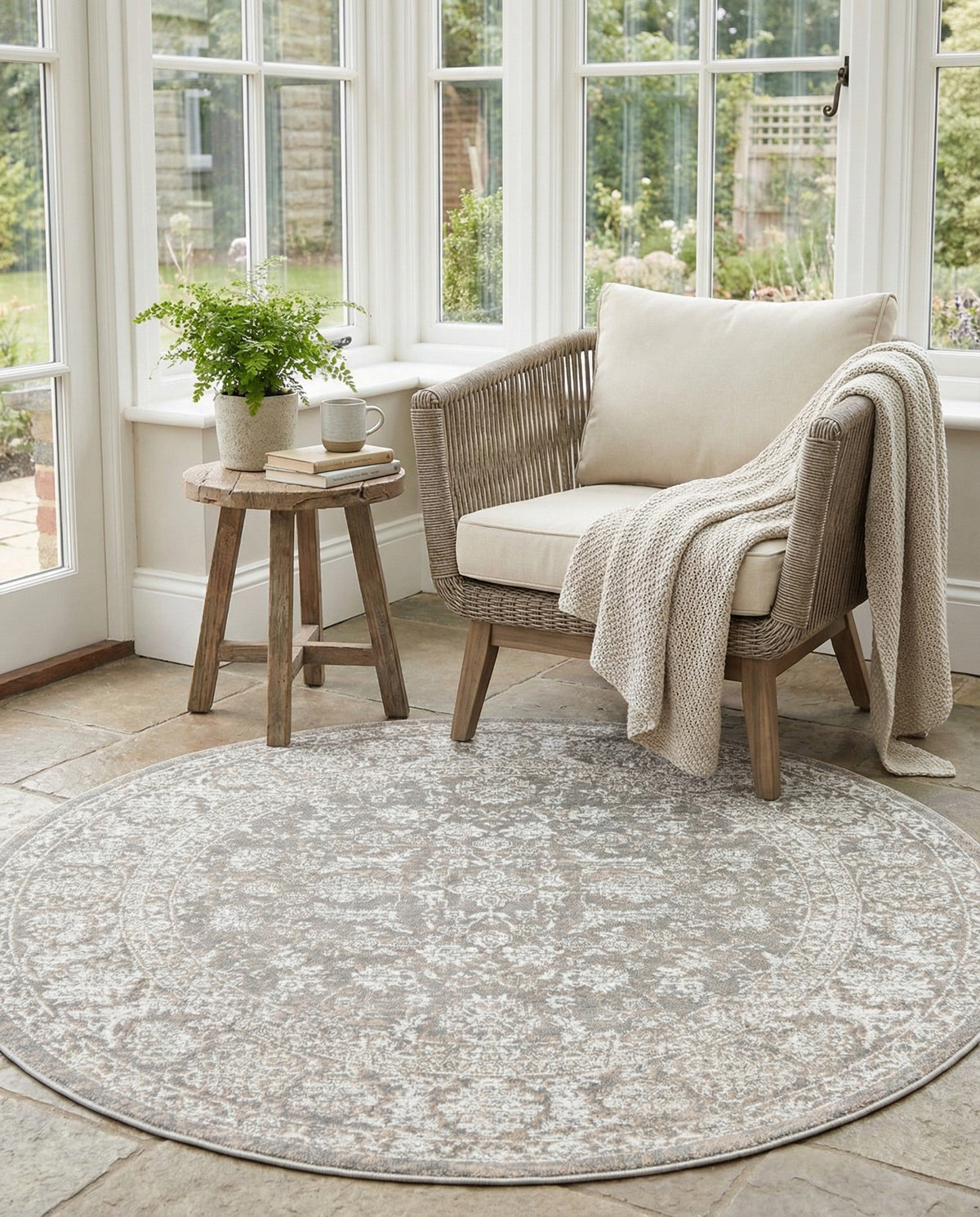 Metro Heights Collection Area Rug -  Astoria Round Gray  lifestyle 104