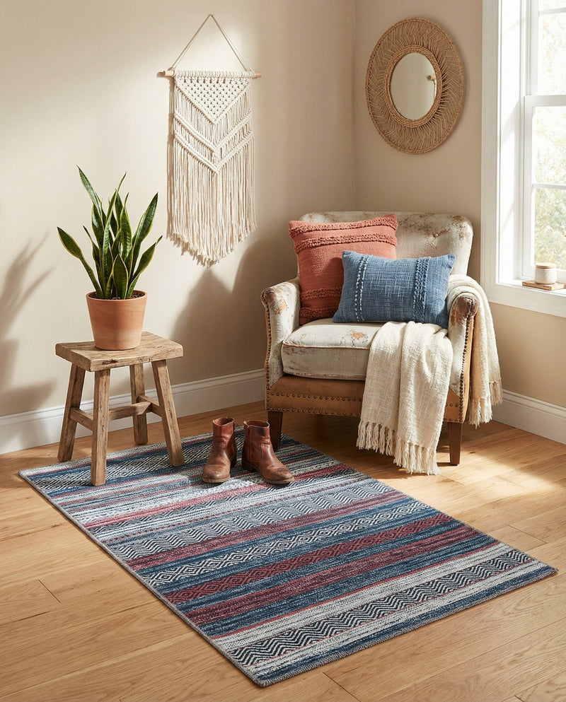 Laguna Sands Collection Area Rug -  Malibu Rectangle Navy Blue  lifestyle 19