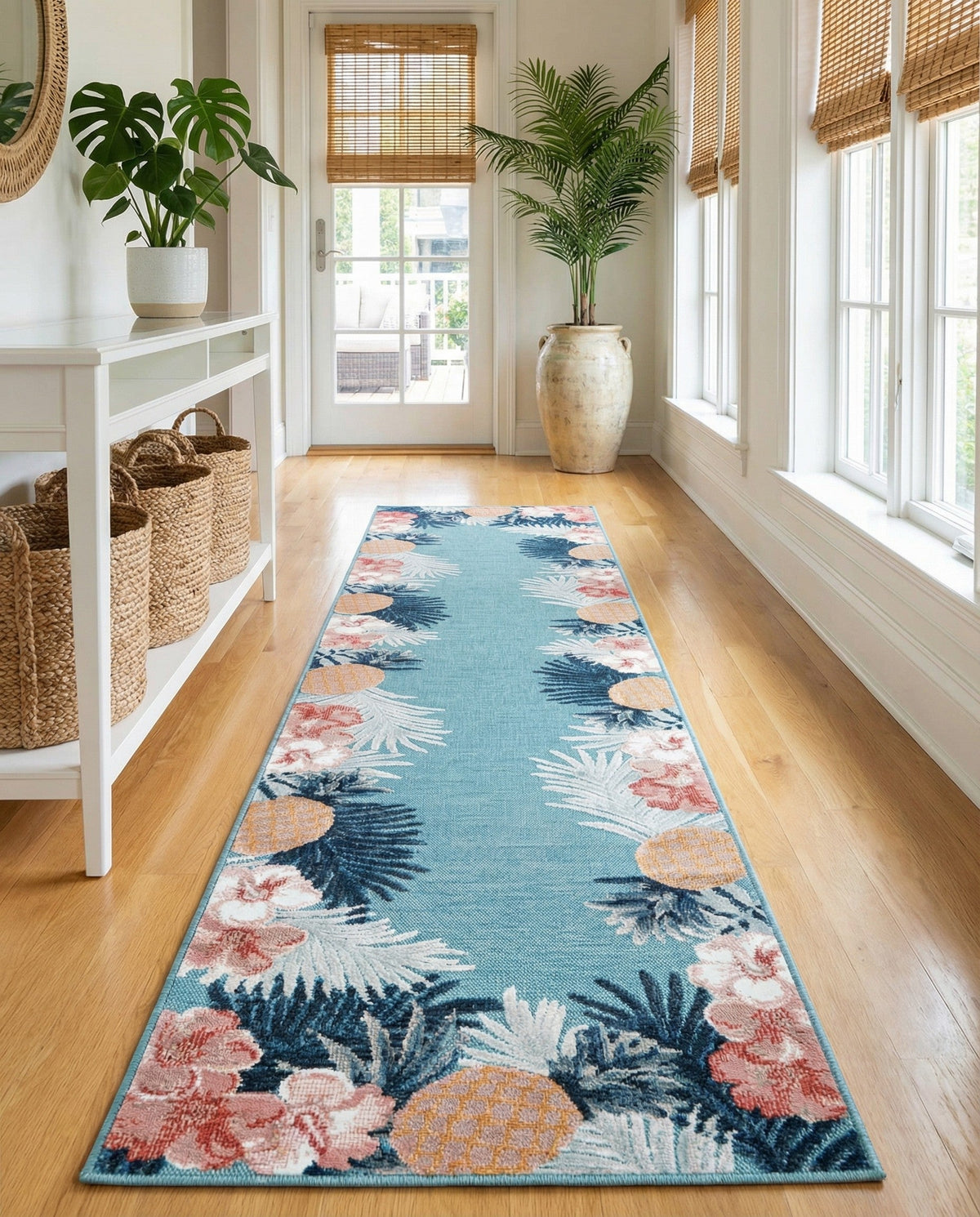Seaside Blooms Collection Area Rug - Haven Runner Blue  lifestyle 137