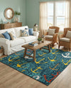 Seaside Haven Rugs Collection Area Rug -  Lighthouse Square Navy Blue  lifestyle 79