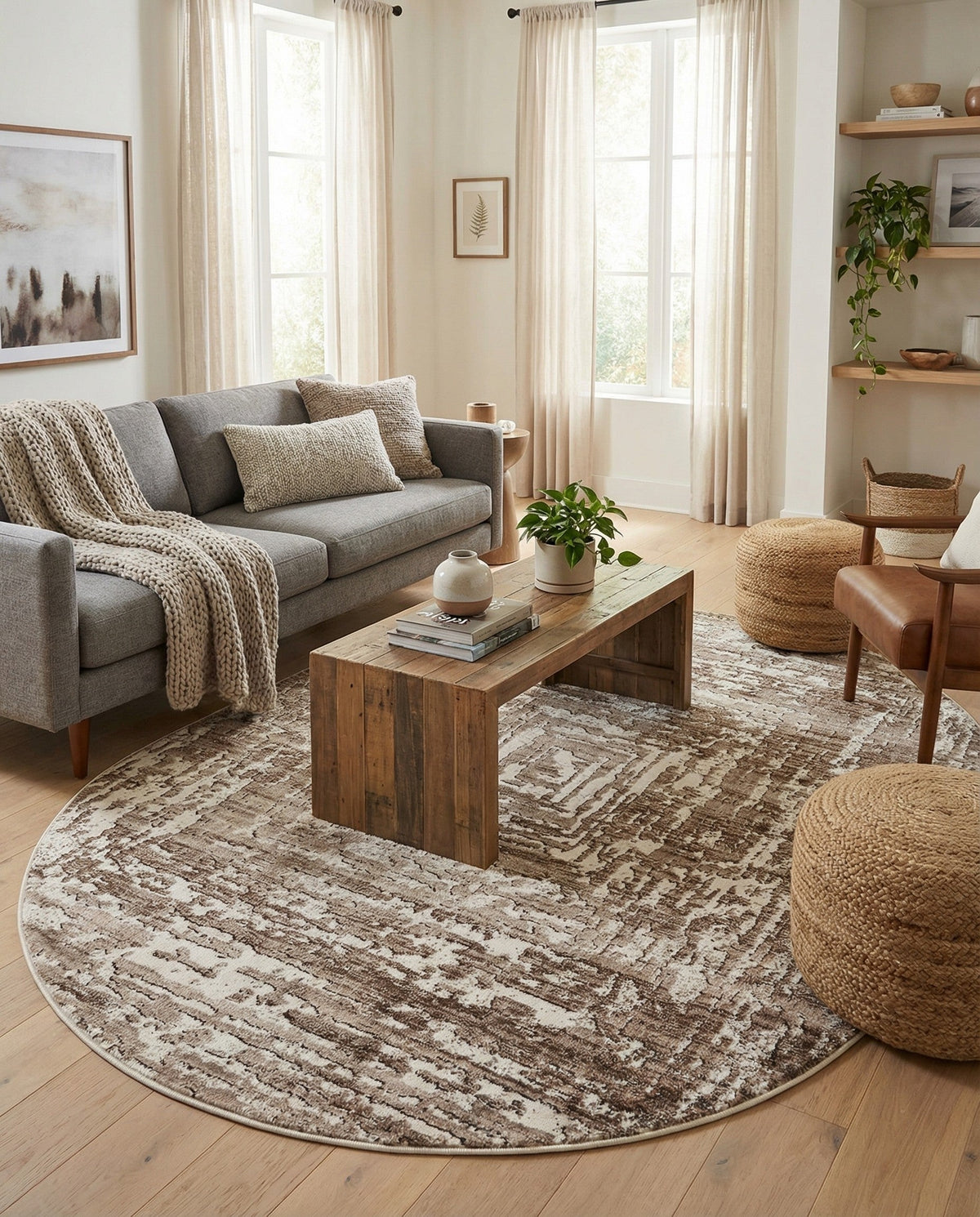 Sanctuary Retreat Collection Area Rug -  Asylum Oval Chocolate Brown  lifestyle 163