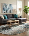 Trellis Mosaic Collection Area Rug - Arborville (Blue Multi) Oval Blue Multi  lifestyle 56