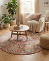 Seville Stripes Collection Area Rug -  Cordoba (Brick Red) Round Brick Red  lifestyle 22