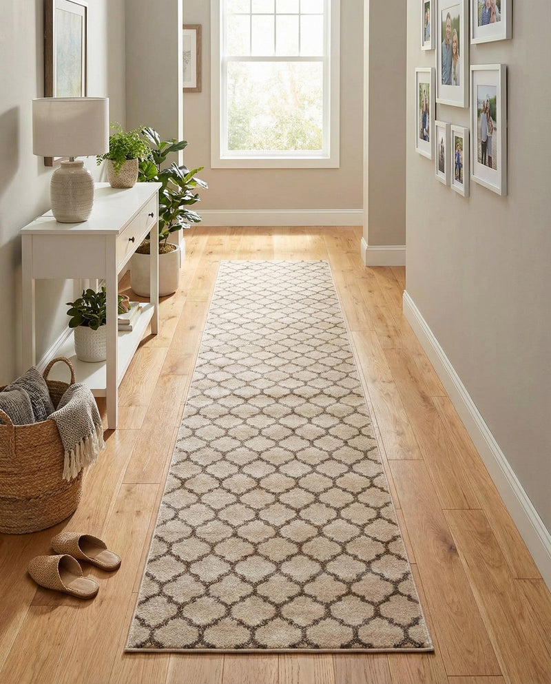 Lattice Gardens Collection Area Rug -  Bloomfield (Beige and Light Brown) Runner Beige and Light Brown  lifestyle 51