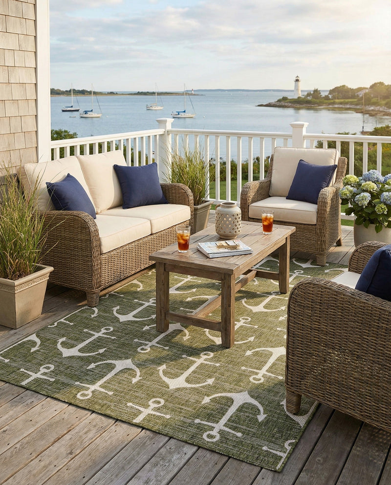Seaside Haven Rugs Collection Area Rug - Sapphire (Green) Rectangle Green  lifestyle 8