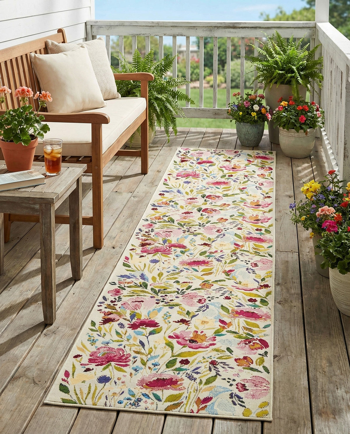 Seaside Blooms Collection Area Rug -  Meadow Runner Multi  lifestyle 101