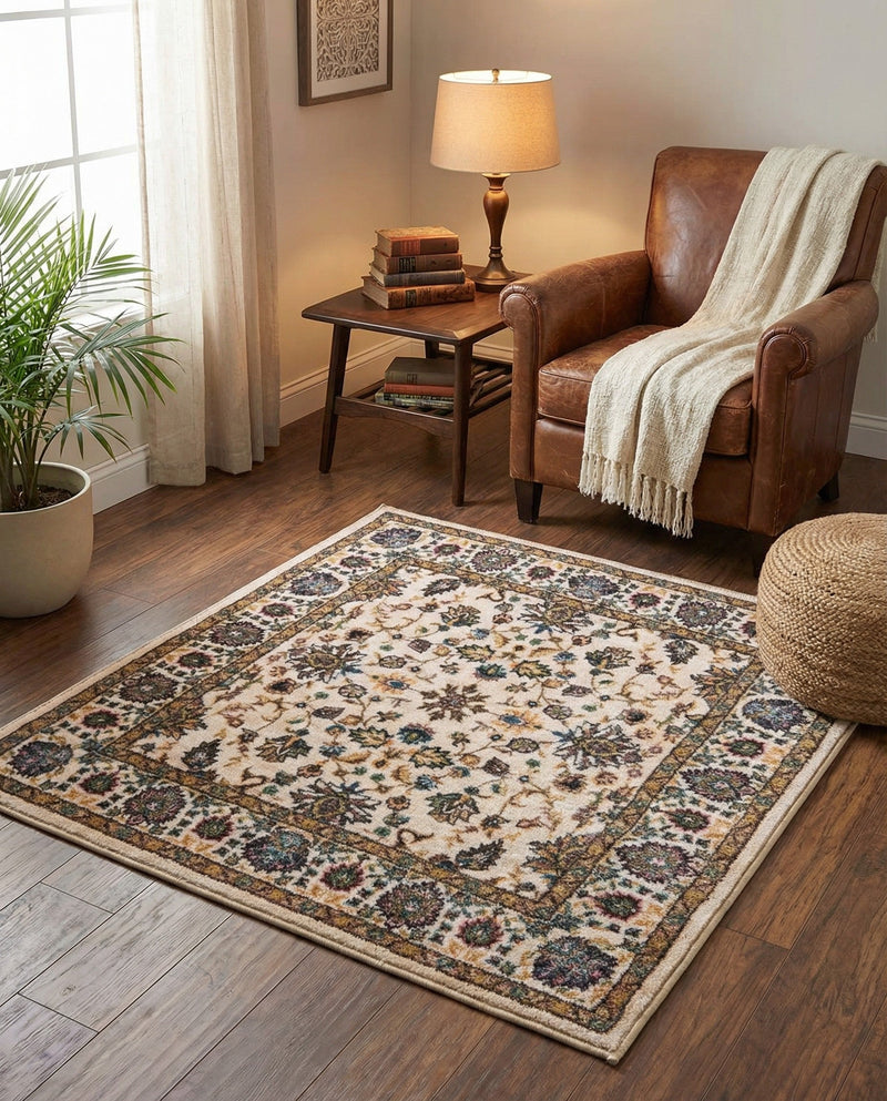 Casablanca Tapestry Collection Area Rug -  Marrakech (Ivory) Square Ivory  lifestyle 48